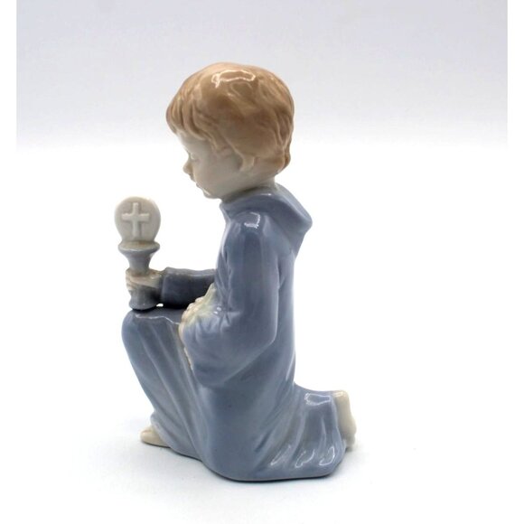 First Holy Communion Praying Boy Vintage Religious Dated 1984 Porcelain 4 Inch - Picture 5 of 10